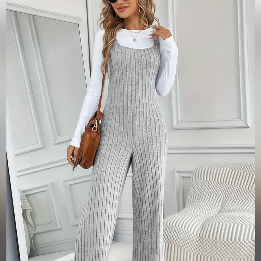 GRAY FLEECE ROMPER JUMPSUIT - Picture 8 of 10